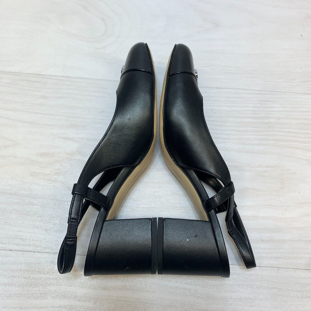 Michael Michael Kors Perla Flex Sling Pumps Women Size 8 Black Leather Slingback - Picture 3 of 10
